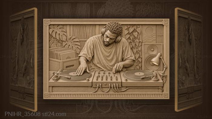 Dj at the turntables music 3d STL model