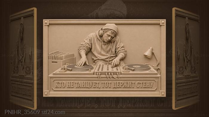 Dj spinning vinyl records music 3d STL model