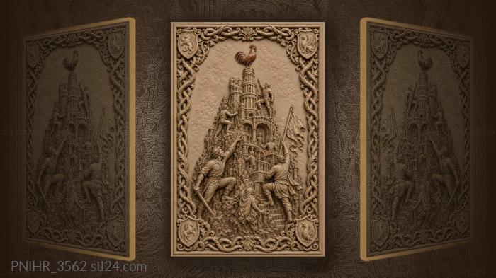 Tower of heroes with red rooster 3d STL model