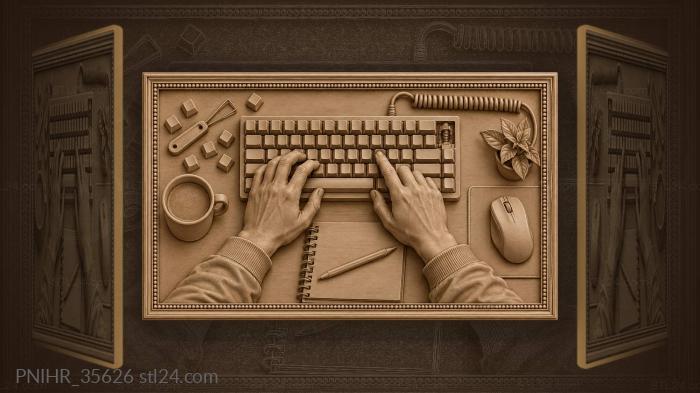 Typist triggers the exposed mechanical switch 3d STL model