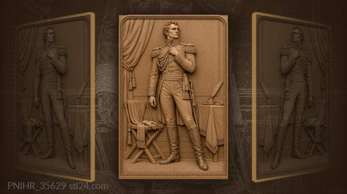 Officer adjusting epaulettes thoughtful gaze 3d STL model