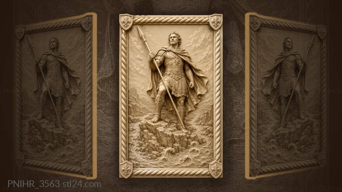 Warrior with a spear above the river 3d STL model