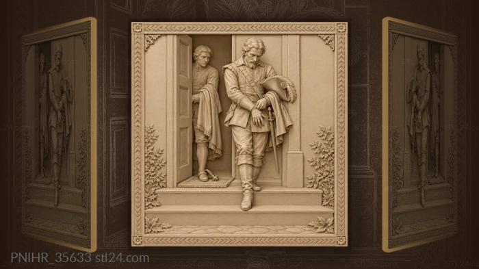 Gloved gentleman steps past the waiting servant 3d STL model