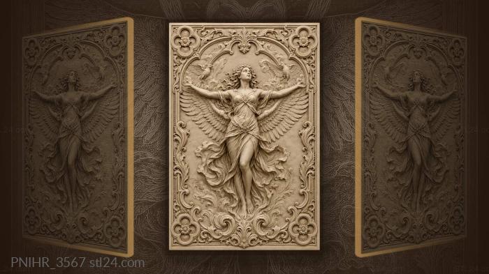 Angel with soaring birds frame 3d STL model