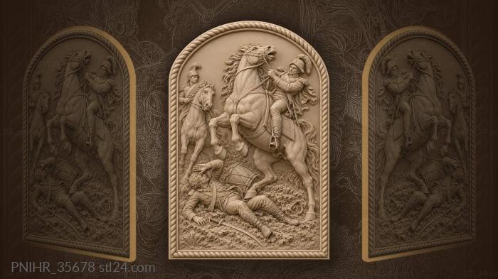 Wild horse above fallen rider 3d STL model