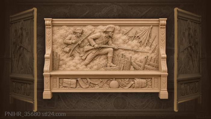 Soldier lunges from smoke over a gabion 3d STL model