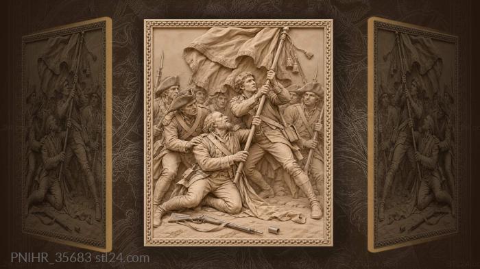 Soldier catches standard above fallen bearer 3d STL model