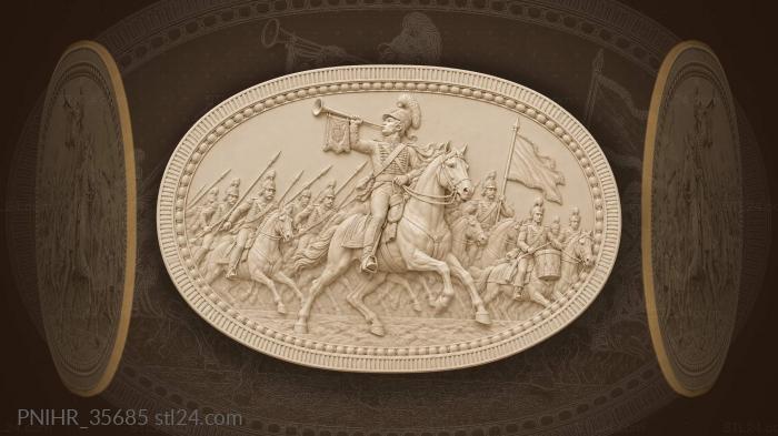 Trumpeter leading cavalry charge onward 3d STL model