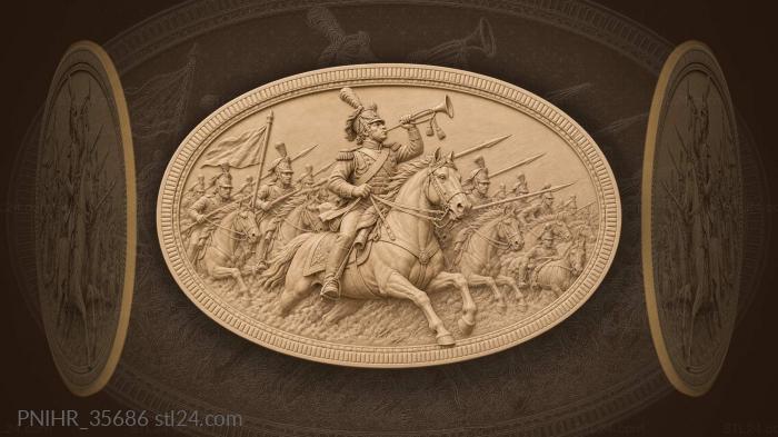 Trumpeter leads cavalry charge onward 3d STL model