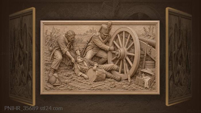 Grenadier lifts wheel off wounded drummer 3d STL model