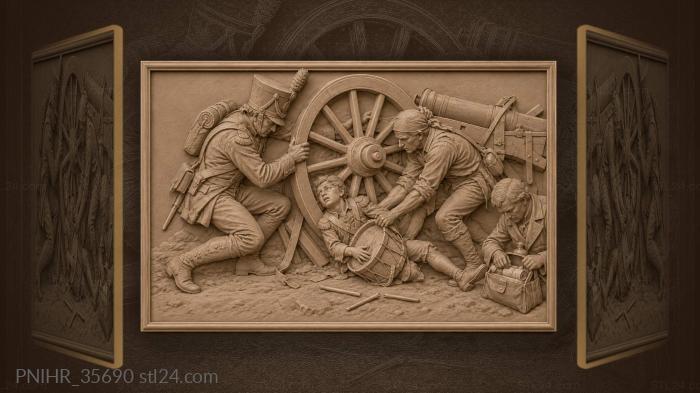 Wounded drummer clings to his drum 3d STL model