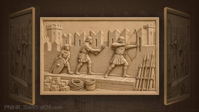 Fortress wall defenders with archer 3d STL model