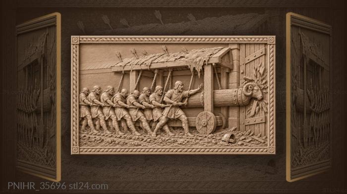 Besiegers swing ram at fortress gate 3d STL model