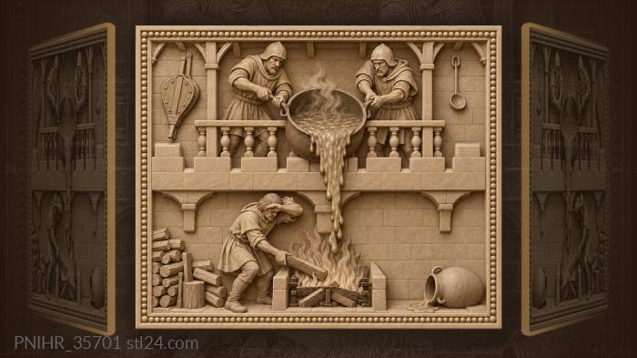 Boiling pitch defenders gallery fire 3d STL model