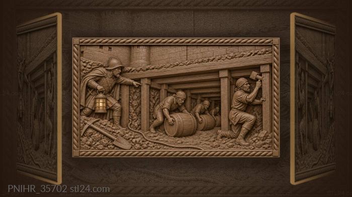 Rolling powder barrels along the mine gallery 3d STL model