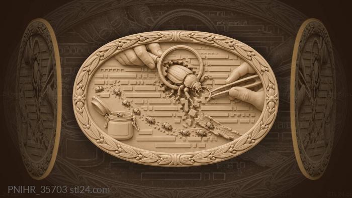 Beetle escaping digital code line 3d STL model