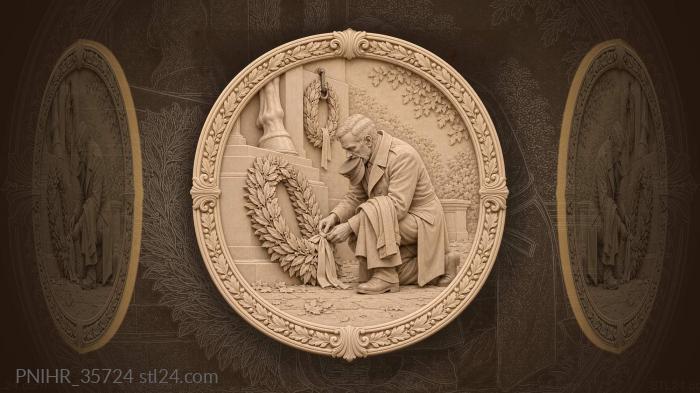 Veteran bites his cap while tending laurels 3d STL model