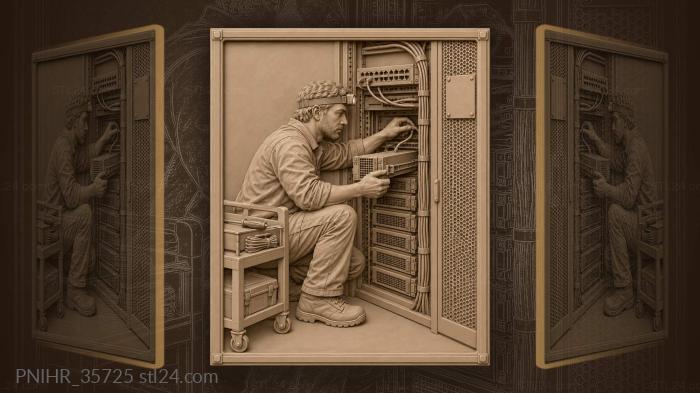 Server room technician cable management 3d STL model