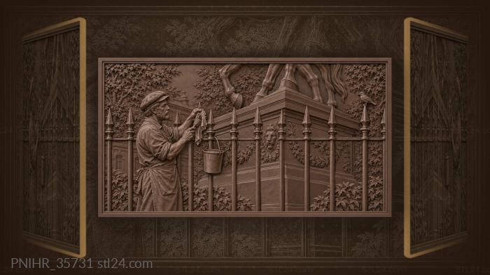 Keeper brushes a spear below the sparrow 3d STL model
