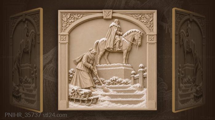 Garlands cross above the arched window 3d STL model