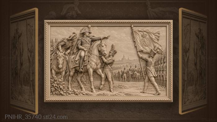 Mounted emperor signals standard bearer during review 3d STL model