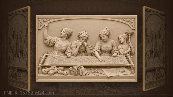 Women sewing oath banner together 3d STL model