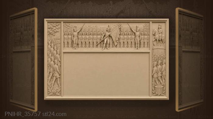 Military company presenting colors marching ranks 3d STL model