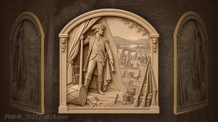 Commander at tent dawn valley view 3d STL model