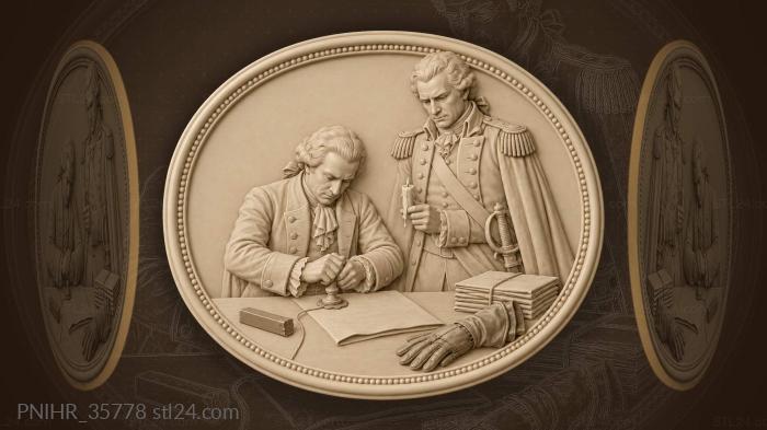 Officer holds flame over fresh seal · George Washington 3d STL model
