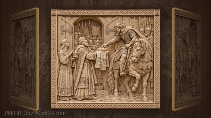Rider accepts bread before the open gates 3d STL model
