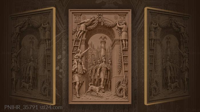 Workers tie garlands above procession 3d STL model