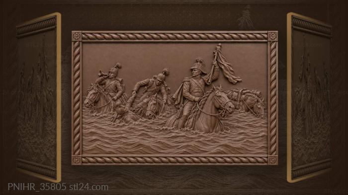 Cavalry crossing rapid river current 3d STL model