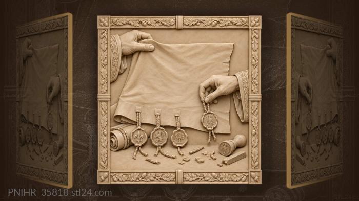 Treaty scroll with sealing hands 3d STL model