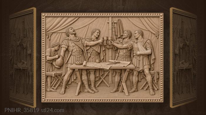 Campaign comrades toast beside a bandaged officer 3d STL model