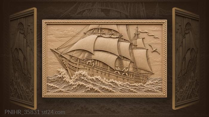 Flagship shaking out a reef at full speed 3d STL model