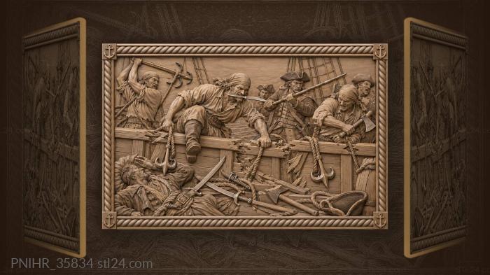 Boarding action naval battle scene 3d STL model