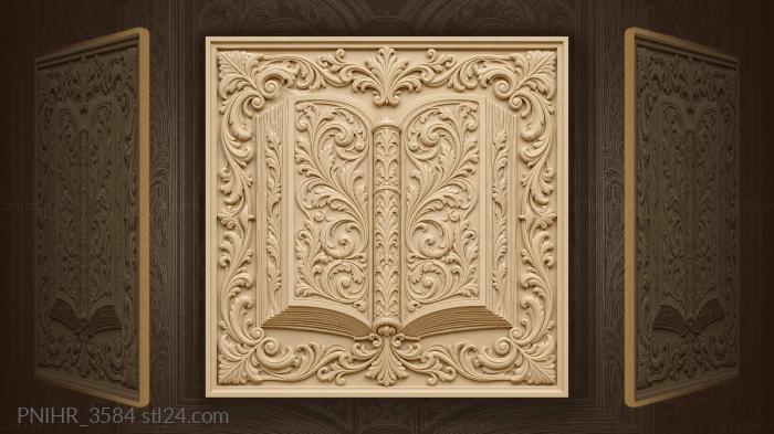 Floral book with acanthus frame 3d STL model