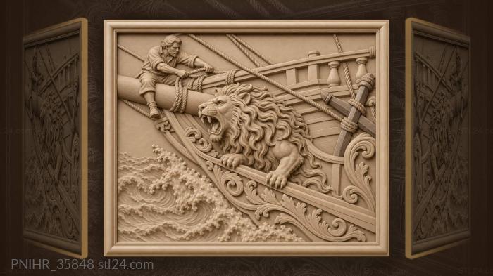 Lion prow ship figurehead detail 3d STL model