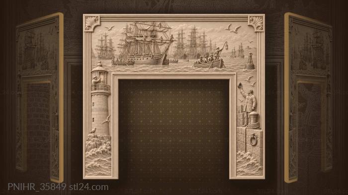Squadron anchors beside lighthouse and harbor 3d STL model