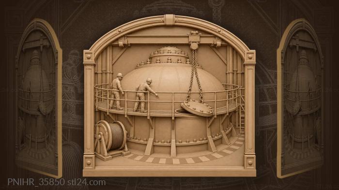 Operators circling the reactor dome walkway 3d STL model