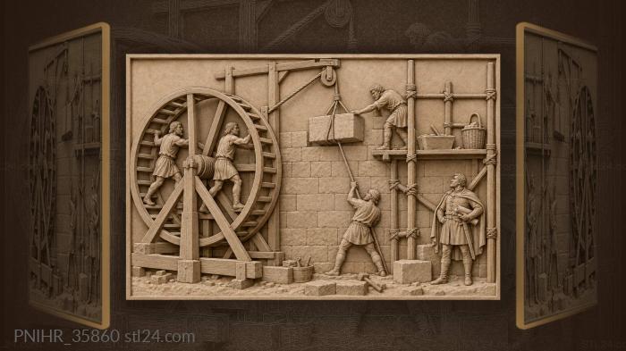 Building a wall with ancient hoist 3d STL model