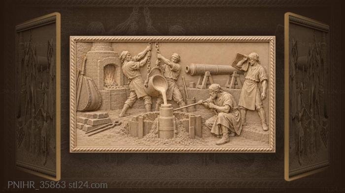 Cannon foundry work scene 3d STL model