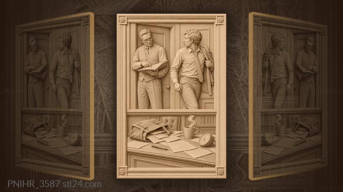 Boss with an open folder stops a latecomer 3d STL model