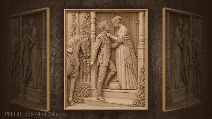 Family sees guest off by porch 3d STL model