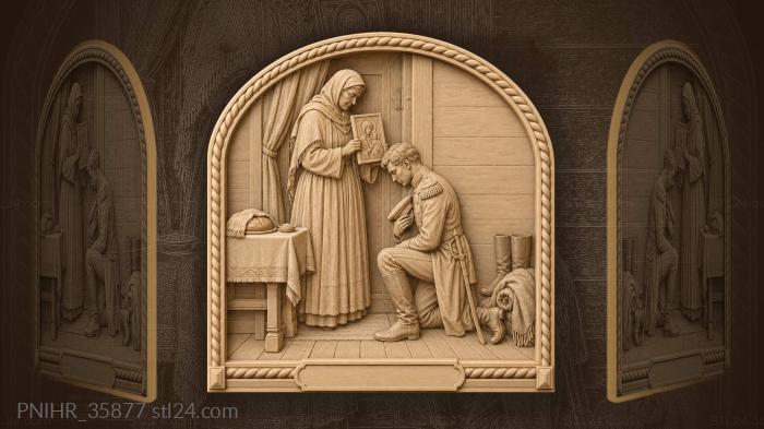Mother blesses a soldier before departure 3d STL model