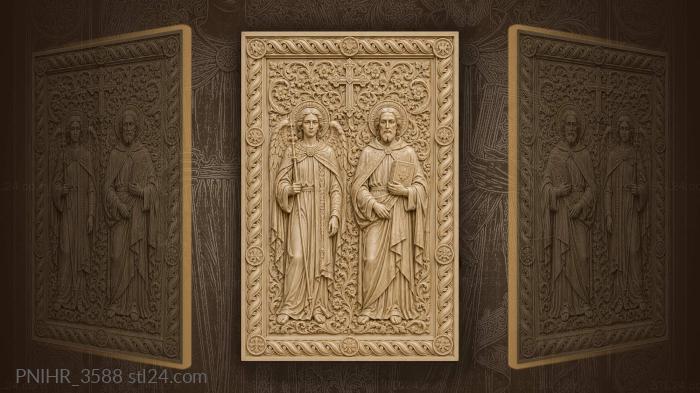 Angel and saint with floral cross 3d STL model