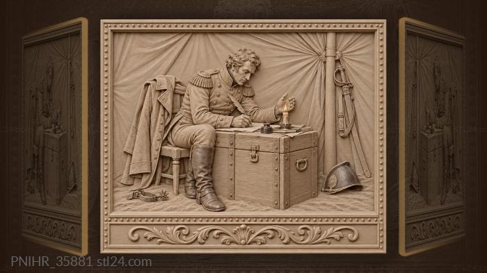 Commander writes a dispatch in his tent 3d STL model