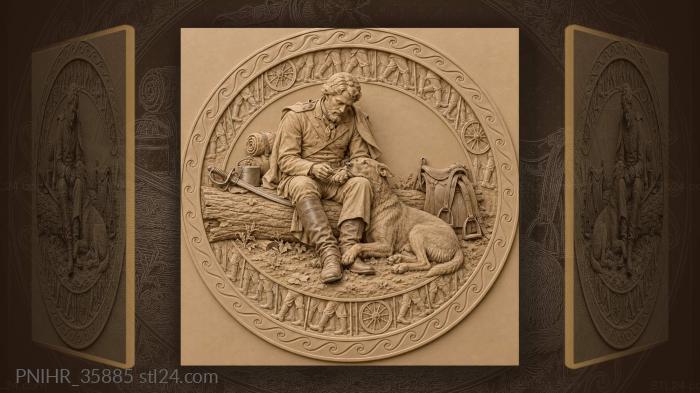 Soldier shares bread with his dog 3d STL model
