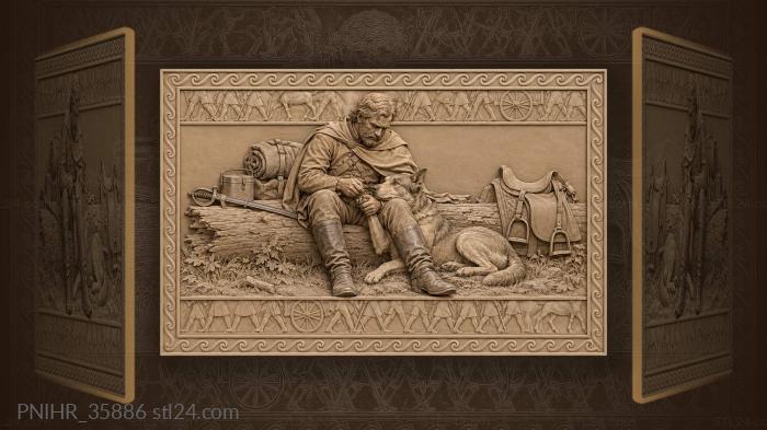 Hunter bandages his faithful dogs paw 3d STL model
