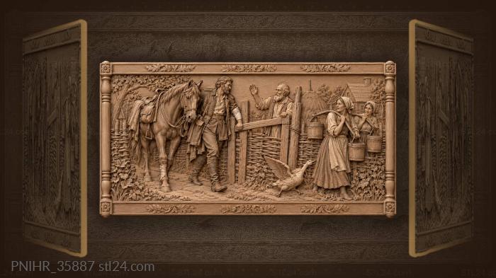 Rider speaks with villagers at the gate 3d STL model